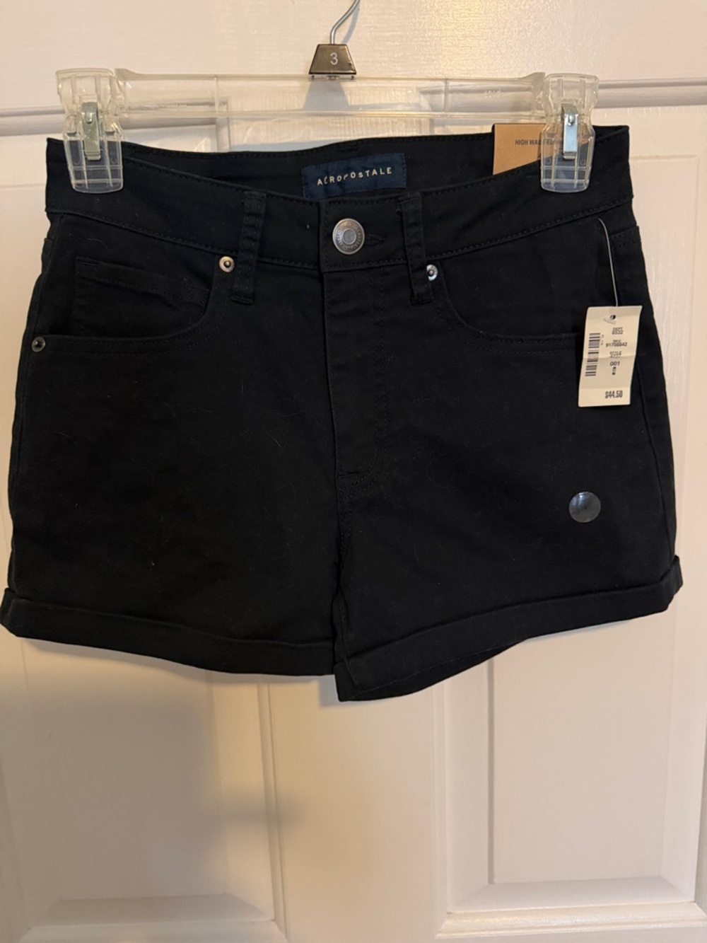 NWT Aeropostale Black Cuffed Denim Shorts